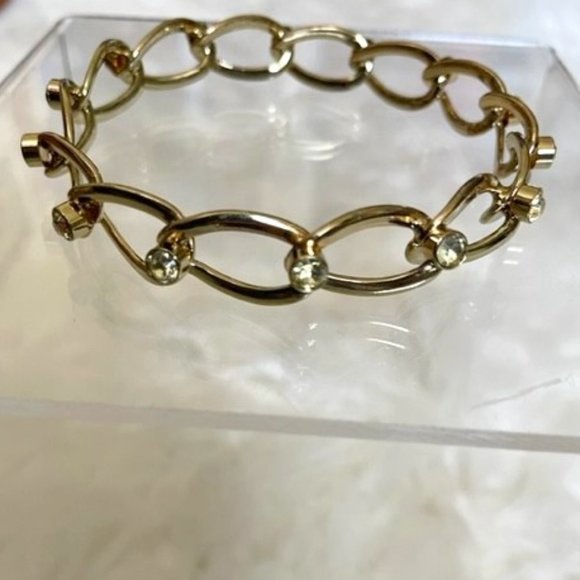 Vintage chain style bangle bracelet with crystals - Picture 1 of 2